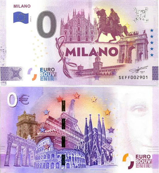 Banconota 0 Euro Milano -  Italia - 2024 