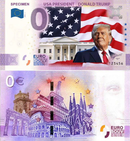 Banconota 0 Euro Specimen - Donald Trump USA President -  Italia - 2024 
