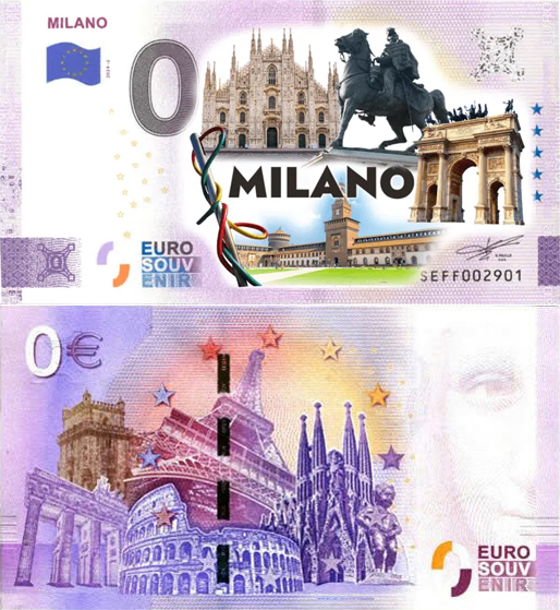 Banconota 0 Euro Milano (COLORATA) -  Italia - 2024 