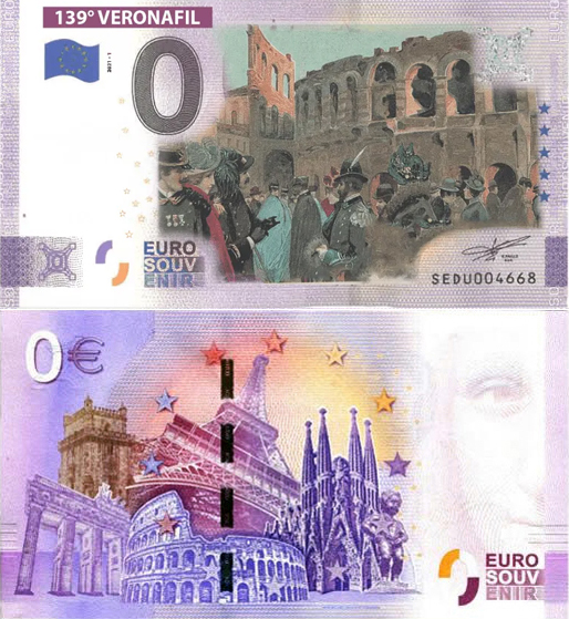 Banconota 0 Euro 139° Veronafil -  Italia - 2024 