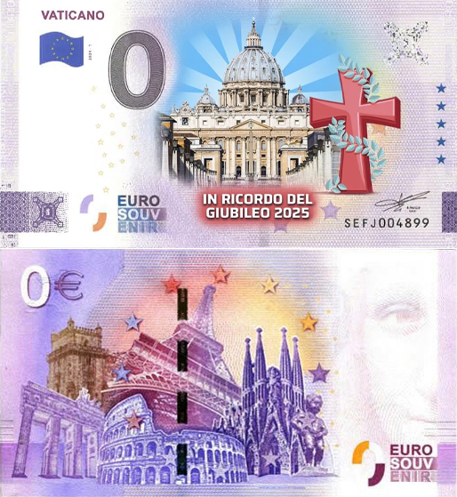 Banconota 0 Euro Vaticano - Giubileo 2025 (COLORATA) -  Italia - 2024 