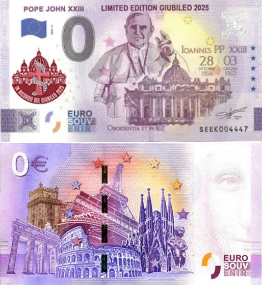 Banconota 0 Euro Pope John XXIII - Edizione Speciale Giubileo 2025 -  Italia - 2024 