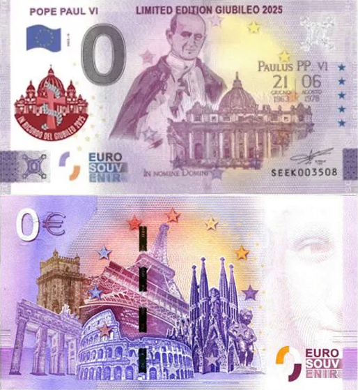 Banconota 0 Euro Pope Paul VI - Edizione Speciale Giubileo 2025 -  Italia - 2024 