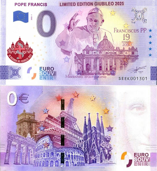 Banconota 0 Euro Pope Francis - Edizione Speciale Giubileo 2025 -  Italia - 2024 