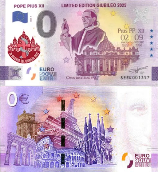 Banconota 0 Euro Pope Pius XII - Edizione Speciale Giubileo 2025 -  Italia - 2024 