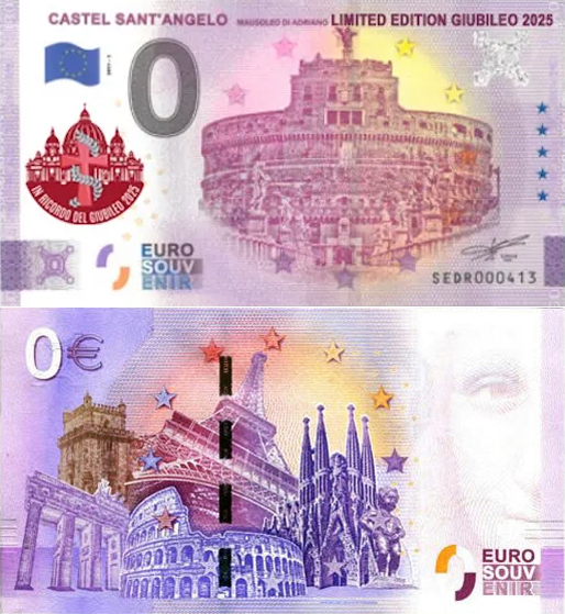 Banconota 0 Euro Castel Sant'Angelo - Edizione Speciale Giubileo 2025 -  Italia - 2024 