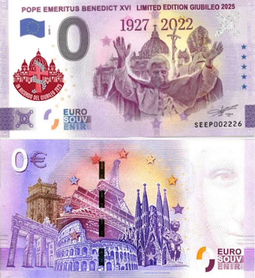 Banconota 0 Euro Pope Emeritus Benedict XVI - Edizione Speciale Giubileo 2025 -  Italia - 2024 