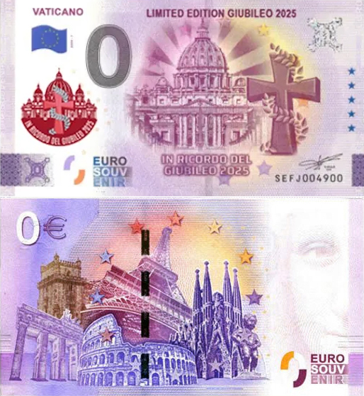 Banconota 0 Euro Vaticano Giubileo 2025 - Edizione Speciale Giubileo 2025 -  Italia - 2024 