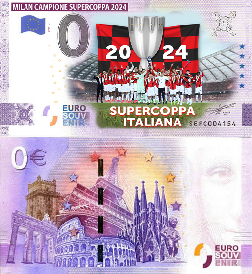Banconota 0 Euro Milan Campione della Supercoppa Italiana 2024-2 -  Italia - 2025 