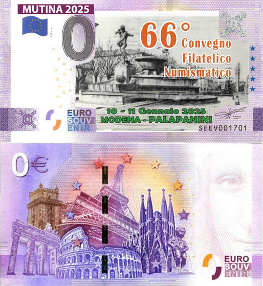 Banconota 0 Euro Mutina 2025 - 66° Convegno Filatelico Numismatico -  Italia - 2025 