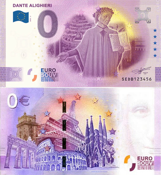 Banconota 0 Euro Dante Alighieri -  Italia - 2025 
