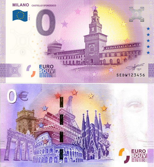 Banconota 0 Euro Milano "Castello Sforzesco" -  Italia - 2025 