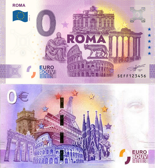Banconota 0 Euro Roma -  Italia - 2025 