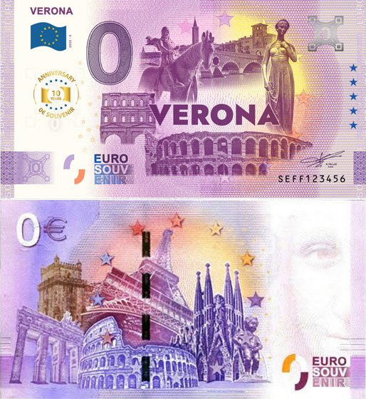 Banconota 0 Euro Verona - 10° Anniversario -  Italia - 2025 