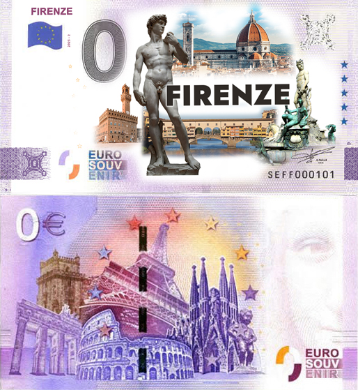 Banconota 0 Euro Firenze (COLORATA) -  Italia - 2025 