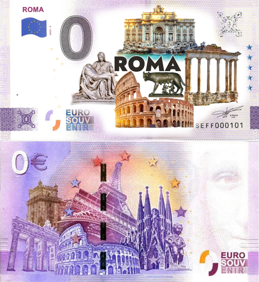 Banconota 0 Euro Roma (COLORATA) -  Italia - 2025 