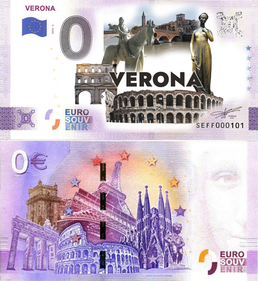 Banconota 0 Euro Verona (COLORATA) -  Italia - 2025 