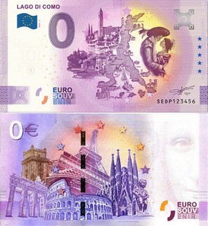 Banconota 0 Euro Lago di Como -  Italia - 2025 