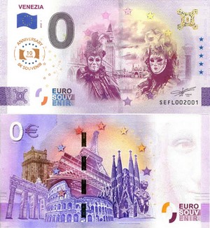 Banconota 0 Euro Venezia - Carnevale - 10° Anniversario -  Italia - 2025 