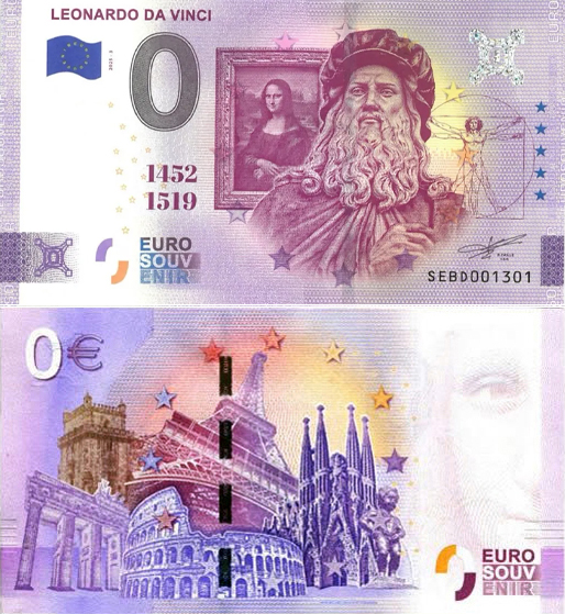 Banconota 0 Euro Leonardo da Vinci -  Italia - 2025 