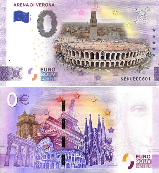 Banconota 0 Euro Arena di Verona (COLORATA) -  Italia - 2025 