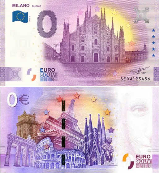 Banconota 0 Euro Milano "Duomo" -  Italia - 2025 