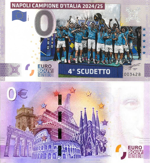Banconota 0 Euro Napoli Campione d'Italia 2024/25 - 2° Tipo -  Italia - 2025 