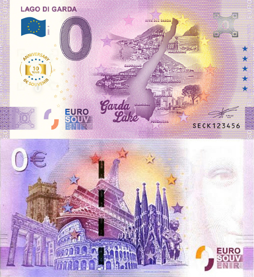 Banconota 0 Euro Lago di Garda - 10° Anniversario -  Italia - 2025 