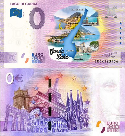 Banconota 0 Euro Lago di Garda (COLORATA) -  Italia - 2025 