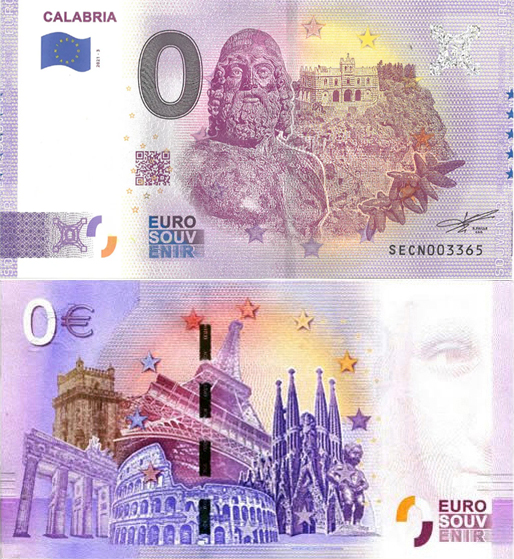 Banconota 0 Euro Calabria - Errore di Stampa -  Italia - 2025 