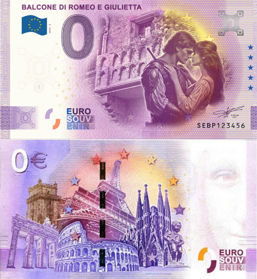 Banconota 0 Euro Balcone di Romeo e Giulietta -  Italia - 2025 