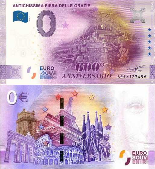 Banconota 0 Euro Antichissima Fiera delle Grazie - 600° Anniversario -  Italia - 2025 