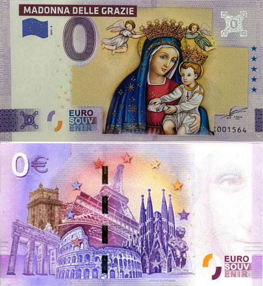 Banconota 0 Euro Madonna delle Grazie (COLORATA) -  Italia - 2025 