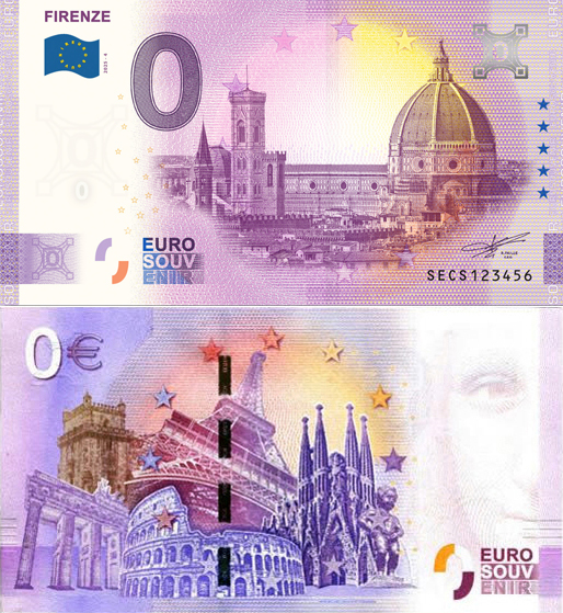 Banconota 0 Euro Firenze - Duomo -  Italia - 2025 