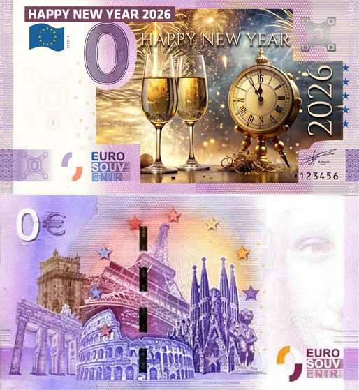 Banconota 0 Euro Buon Anno 2026 N°1 -  Italia - 2025 