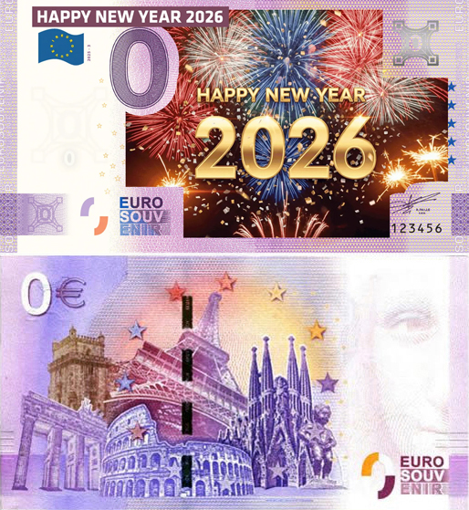Banconota 0 Euro Buon Anno 2026 N°2 -  Italia - 2025 