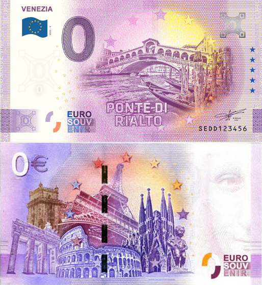 Banconota 0 Euro Venezia - Ponte di Rialto -  Italia - 2025 