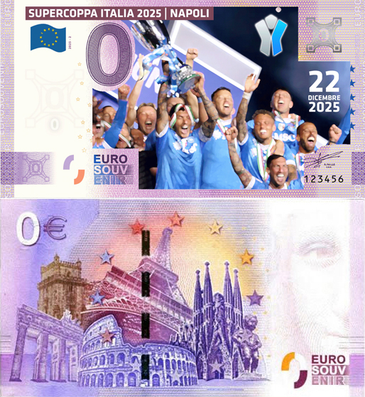 Banconota 0 Euro Supercoppa Italia 2025 - Napoli N°1 -  Italia - 2025 