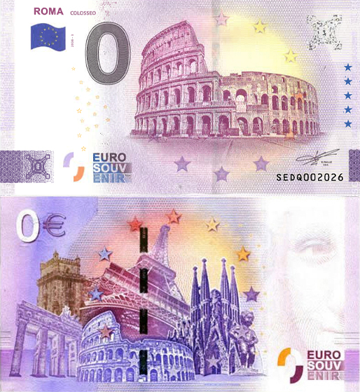 Banconota 0 Euro Roma "Colosseo" -  Italia - 2026 
