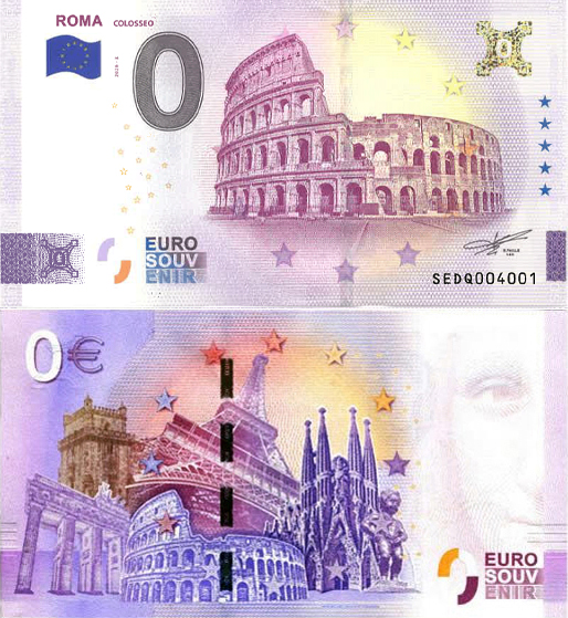 Banconota 0 Euro Roma "Colosseo" - Ologramma Gold -  Italia - 2026 