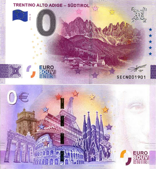 Banconota 0 Euro Trentino Alto Adige - Sudtirol -  Italia - 2026 