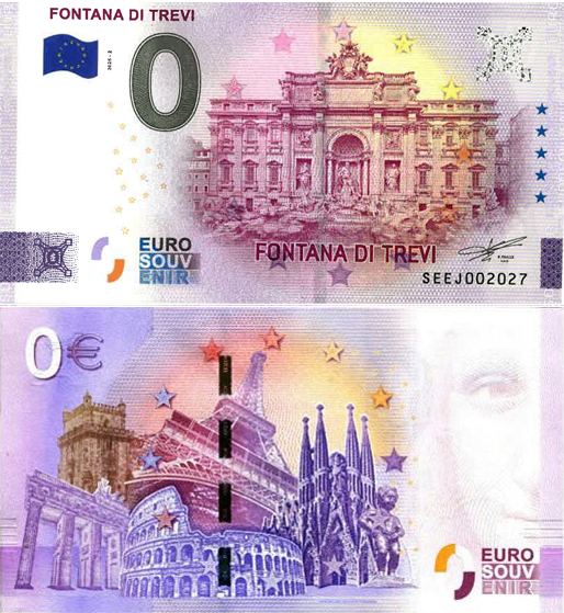 Banconota 0 Euro Fontana di Trevi -  Italia - 2026 