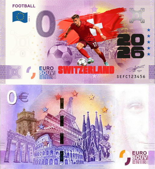 Banconota 0 Euro Football 2026 - Svizzera (COLORATA) -  Italia - 2026 