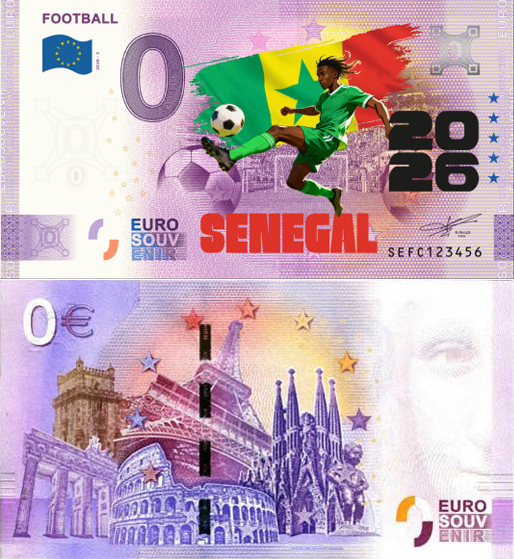 Banconota 0 Euro Football 2026 - Senegal (COLORATA) -  Italia - 2026 