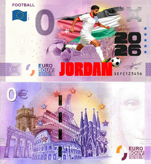 Banconota 0 Euro Football 2026 - Giordania (COLORATA) -  Italia - 2026 