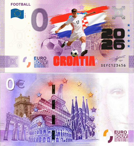 Banconota 0 Euro Football 2026 - Croazia (COLORATA) -  Italia - 2026 