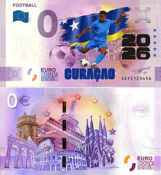 Banconota 0 Euro Football 2026 - Curacao (COLORATA) -  Italia - 2026 