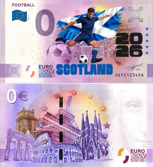 Banconota 0 Euro Football 2026 - Scozia (COLORATA) -  Italia - 2026 