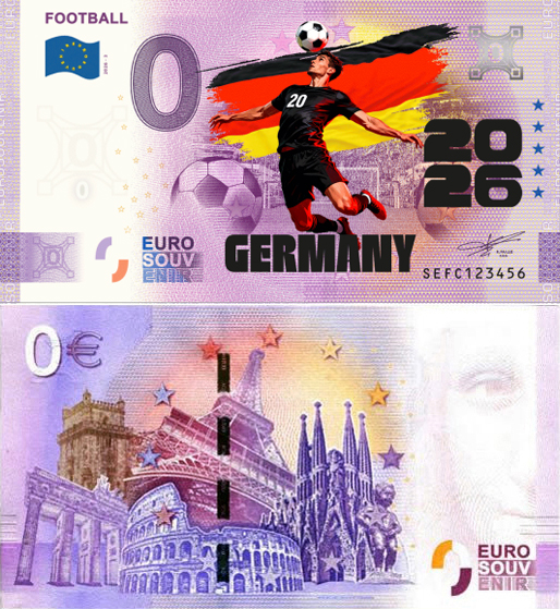 Banconota 0 Euro Football 2026 - Germania (COLORATA) -  Italia - 2026 