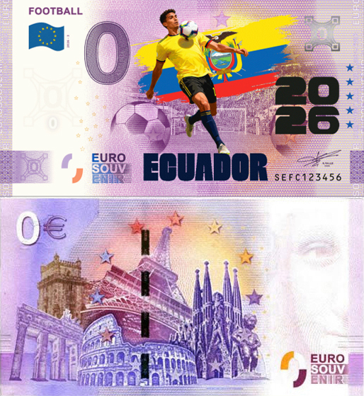 Banconota 0 Euro Football 2026 - Ecuador (COLORATA) -  Italia - 2026 